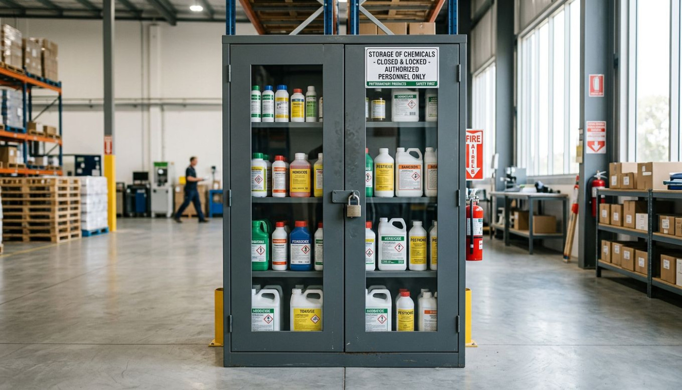 Adoptez les bons gestes : sécuriser une armoire phytosanitaire n’est plus une option
