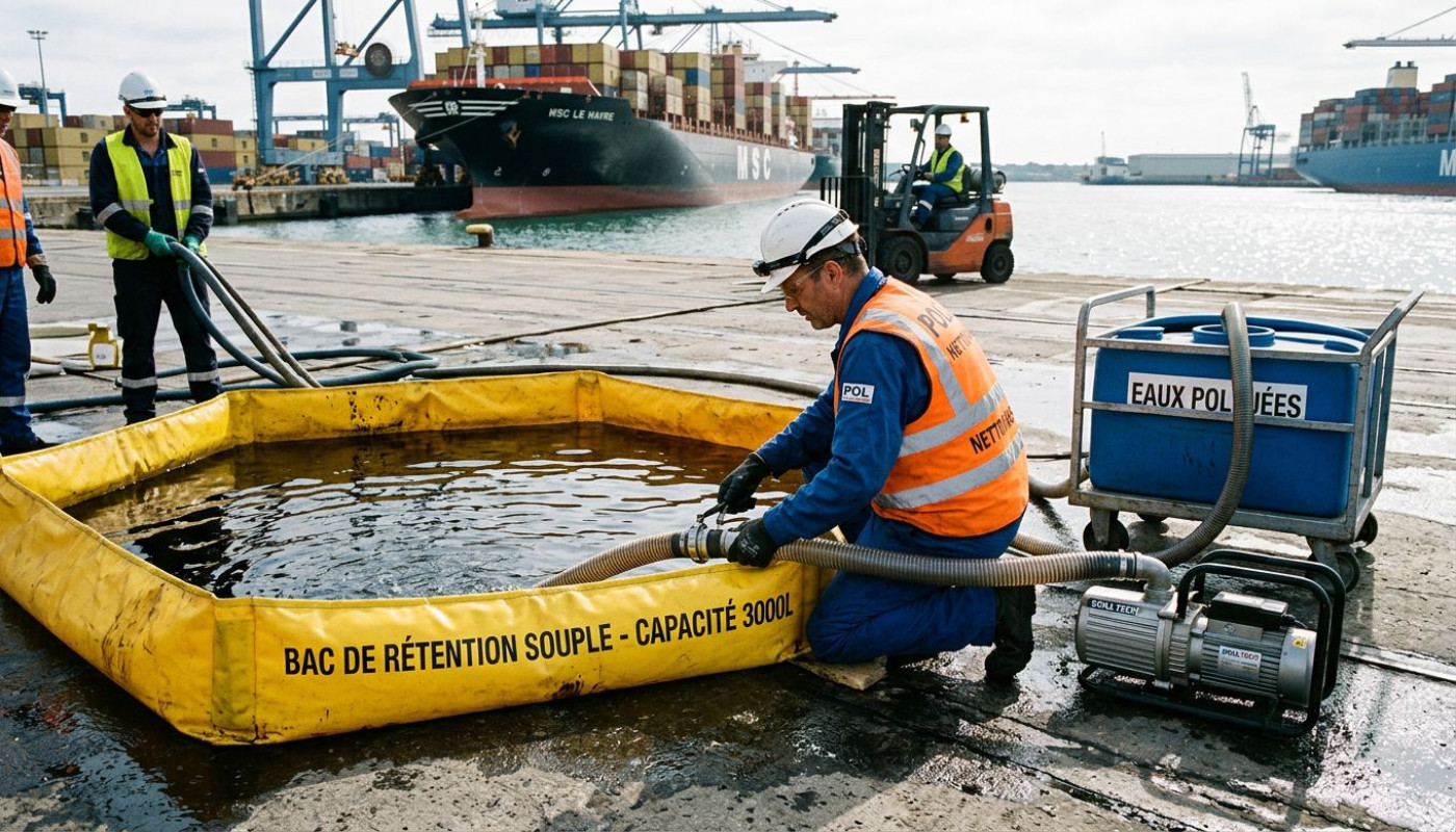 Le bac de rétention souple s’impose lors des opérations de dépollution portuaire