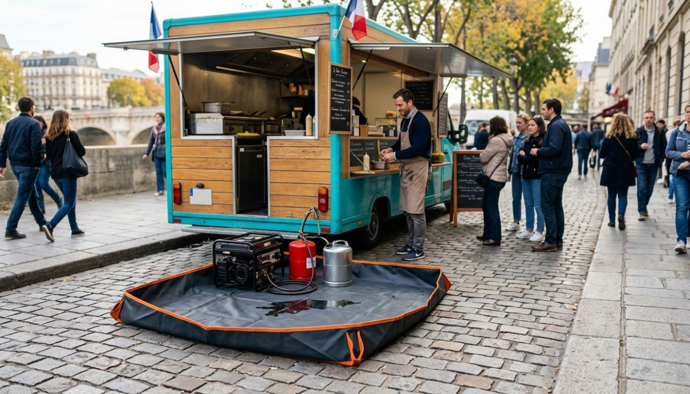 Solutions nomades : le bac de rétention souple séduit les food trucks parisiens